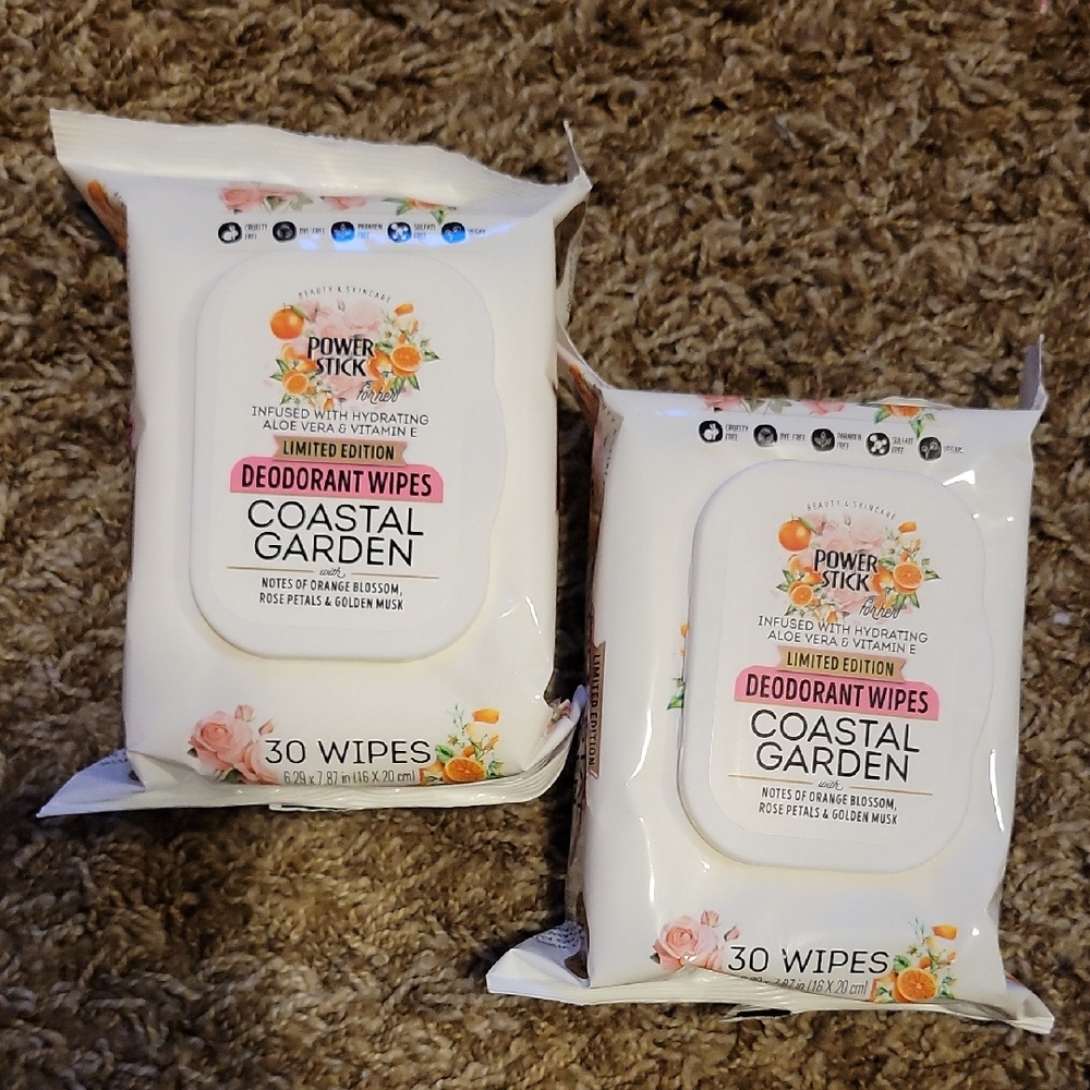 2packs Coastal Garden Deodorant Wipes